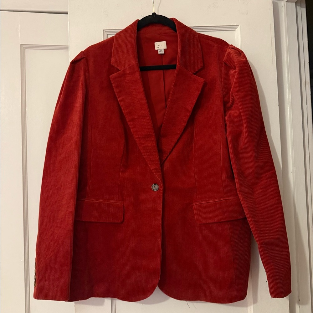 a new day Women's Vibrant Rust Orange Corduroy Blazer